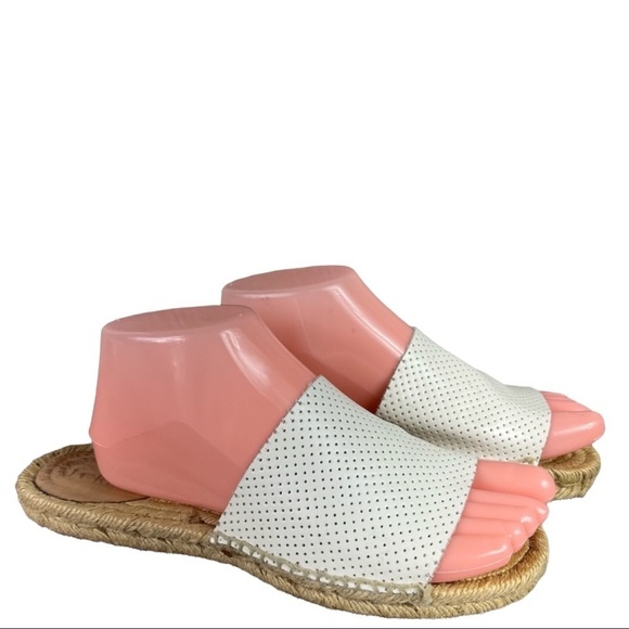 J. Crew sz 8 white perforated leather slip on espadrilles - Picture 1 of 10